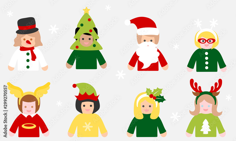 People in christmas costume set - colorful