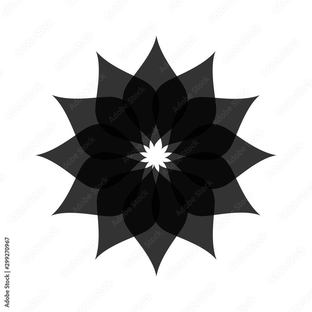 Light black abstract geometric flower logo template. Business abstract icon isolated on white. Use for logo, sign, symbol, web, label, icon. Vector illustration Light black abstract geometric flower logo template. Business abstract icon isolated on white. Use for logo, sign, symbol, web, label, icon. Vector illustration