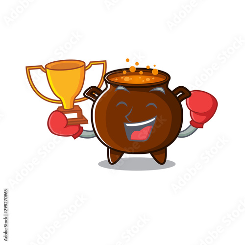 Boxing winner miniature cauldron in the a cartoon