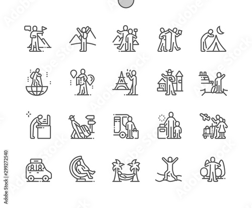 Travel People Well-crafted Pixel Perfect Vector Thin Line Icons 30 2x Grid for Web Graphics and Apps. Simple Minimal Pictogram