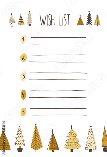 Christmas wish list hand drawn vector illustration