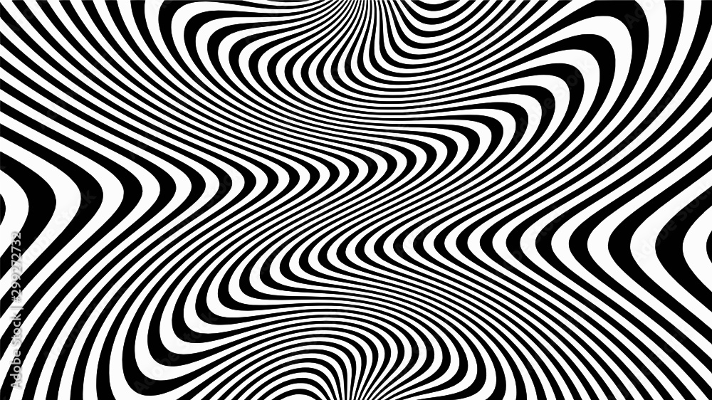 Vector - Black and White abstract striped swirl illusion.