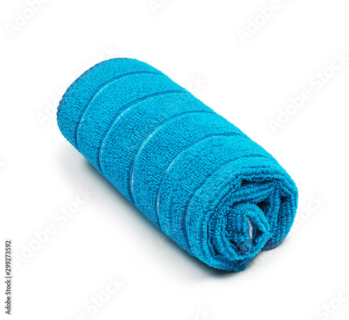 light blue towel roll on an isolated white background