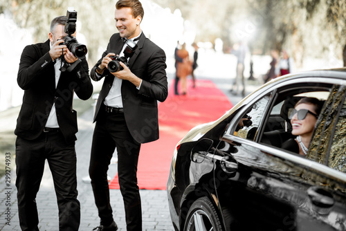 Photo reporters photographing actress ariving on the awards ceremony photo