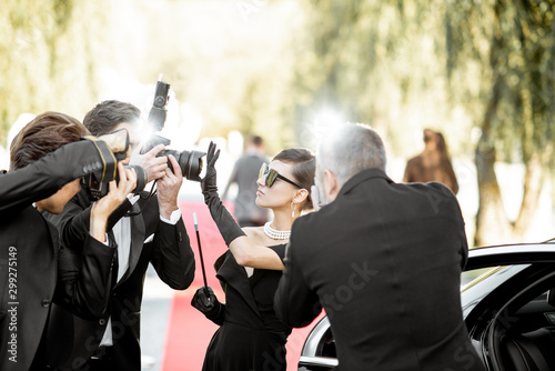 Photo reporters photographing actress ariving on the awards ceremony photo