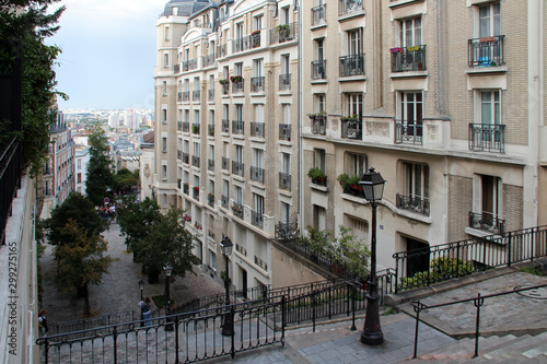 stairs and buildings in montmartre in paris (france)