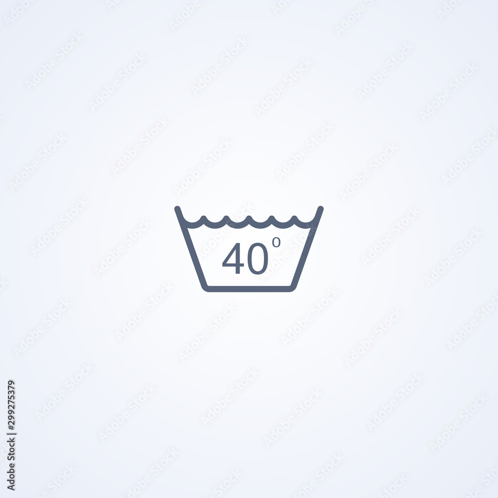 Wash at or below 40°C, vector best gray line icon Wash at or below 40°C, vector best gray line icon