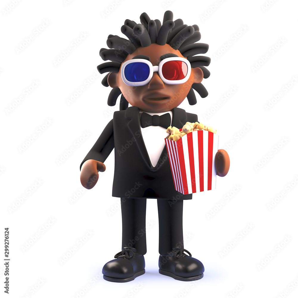 Cartoon 3d black Afro American singer entertainer eating popcorn and watching a movie, 3d illustration Stock Illustration | Adobe Stock Cartoon 3d black Afro American singer entertainer eating popcorn and watching a movie, 3d illustration Stock Illustration | Adobe Stock