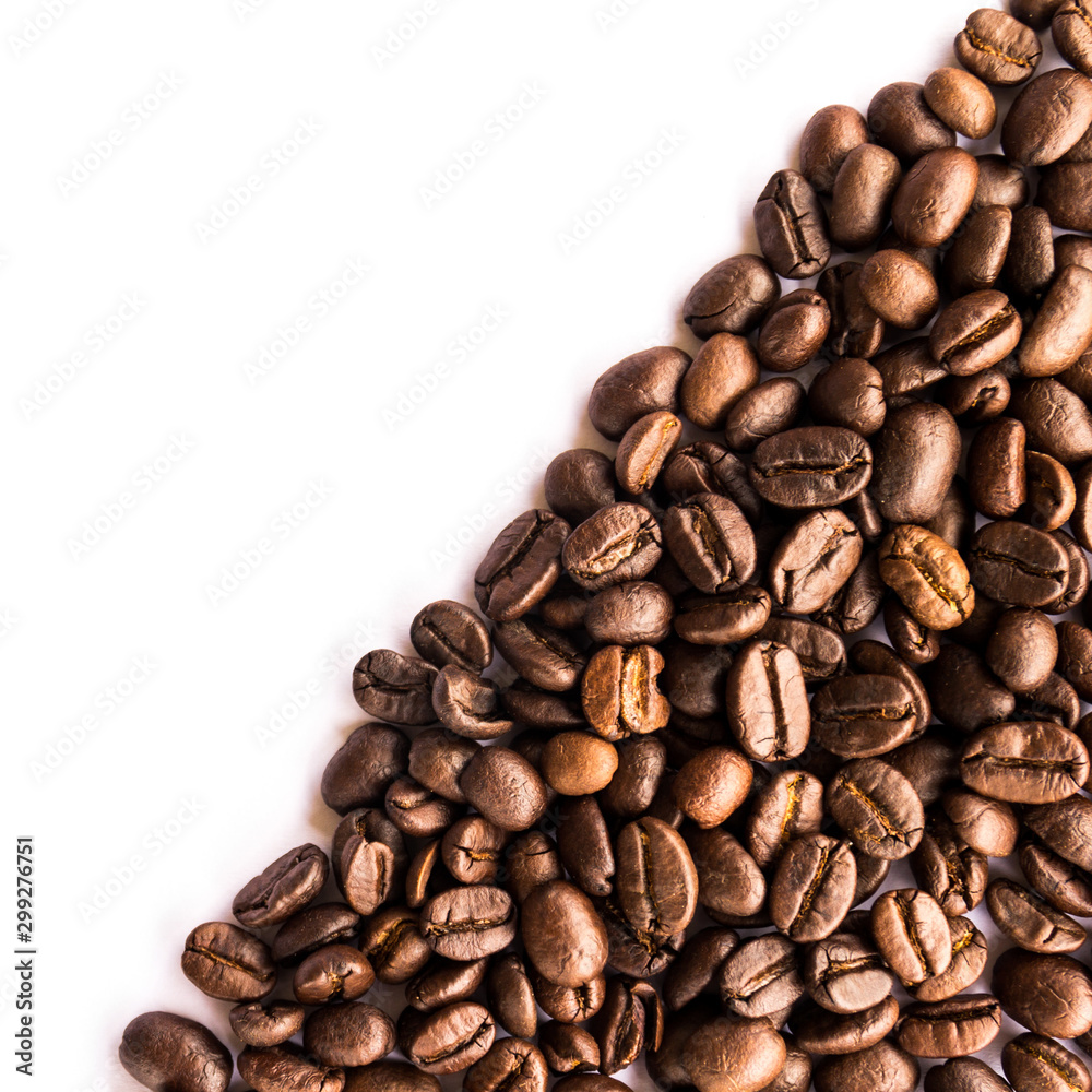 Close up of Coffee beans on white background Close up of Coffee beans on white background