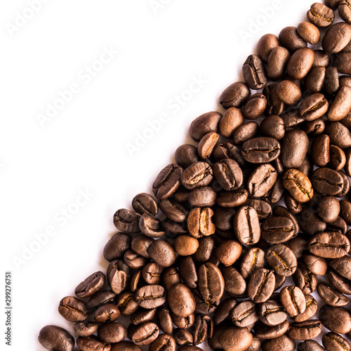 Close up of Coffee beans on white background