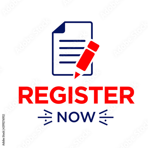 Registration Required, registration counter to fill forms, vector red on white