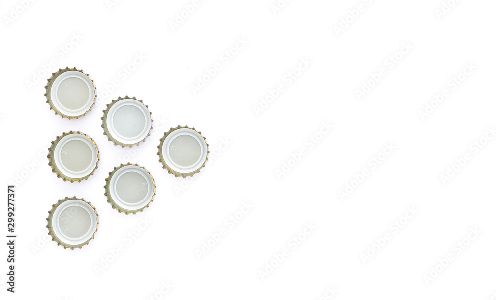 close up of a bottle cap on white background with copy space