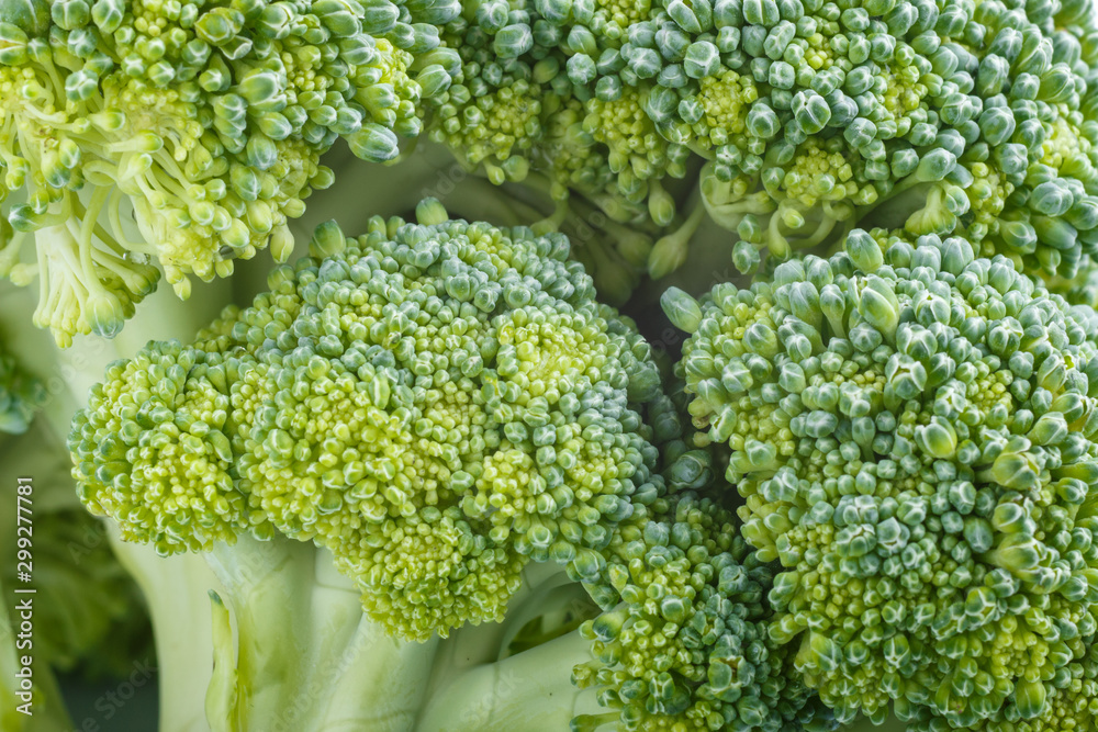 Texture of fresh green broccoli, close up.