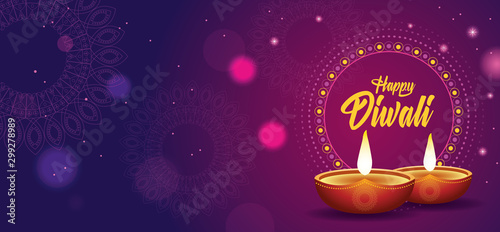 Happy Diwali Indian Celebration Design with candles