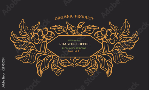 Coffee. Vector art line pattern Vintage background