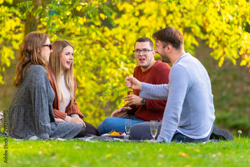 Group of young friends joking and laughing