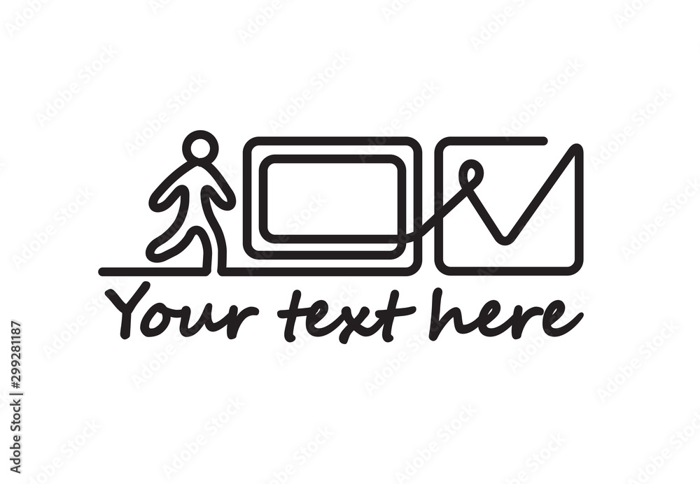 Electronic registration computer man walking symbol logo Electronic registration computer man walking symbol logo