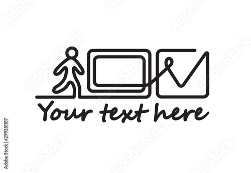 Electronic registration computer man walking symbol logo
