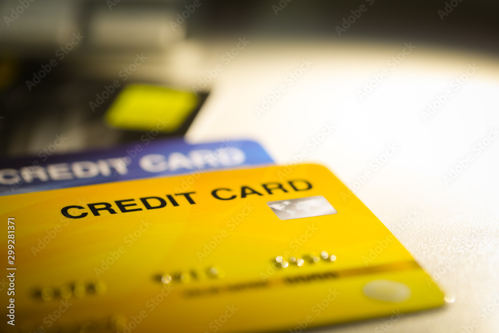 Close up of credit cards with selective focus for background. Close up of credit cards with selective focus for background.