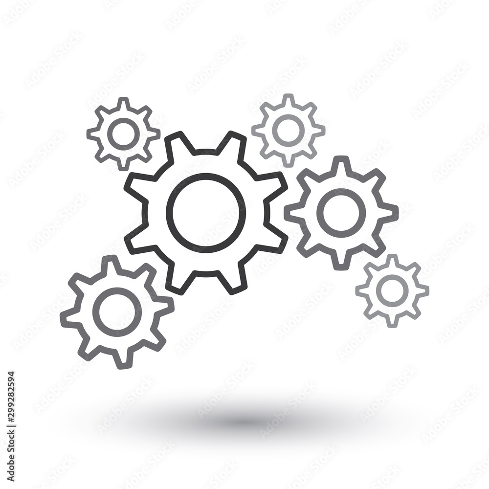 Metal gears and cogs vector. Gear icon flat design. Metal gears and cogs vector. Gear icon flat design.