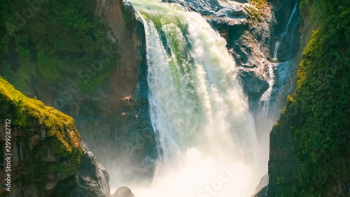 Looped view of waterfall in Ecuador, South America	