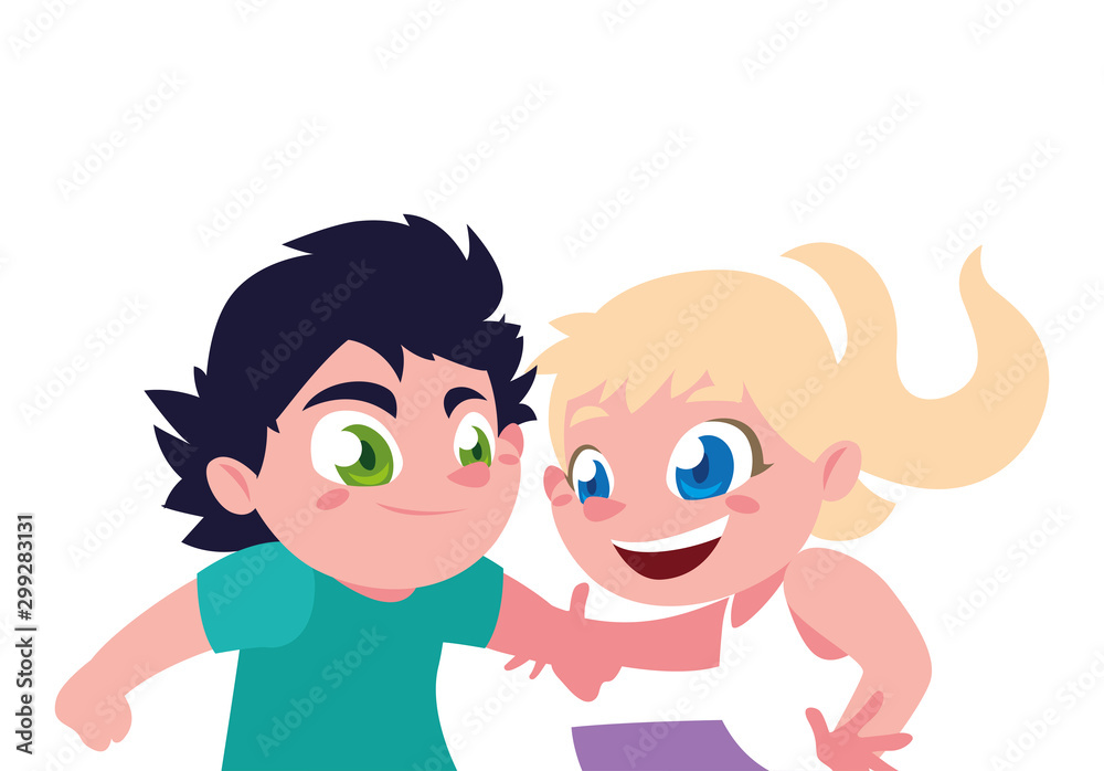 Isolated girl and boy cartoon vector design Isolated girl and boy cartoon vector design