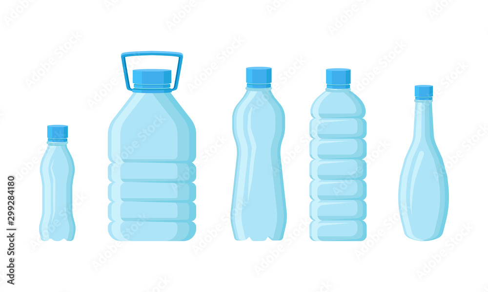 Plastic Empty Volume Bottles Vector Isolated Set
