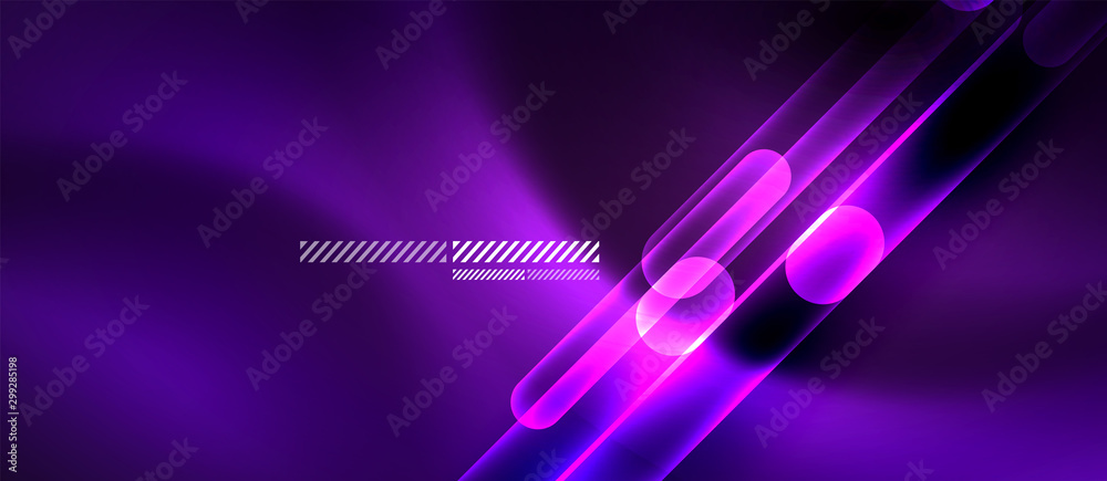 Glass neon block and lines abstract background - obrazy, fototapety, plakaty 
