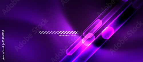 Glass neon block and lines abstract background