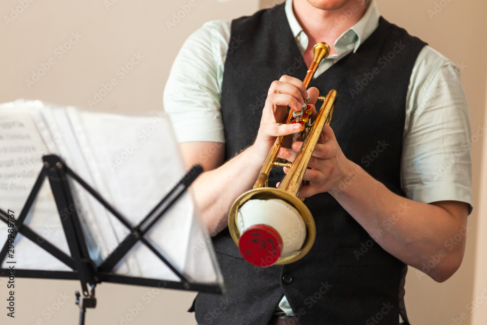 Naklejka premium Trumpet with straight mute