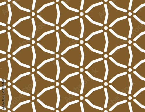 Vector seamless geometric pattern. White lines on brown background.