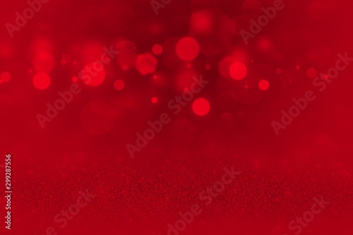red cute brilliant glitter lights defocused bokeh abstract background, festive mockup texture with blank space for your content