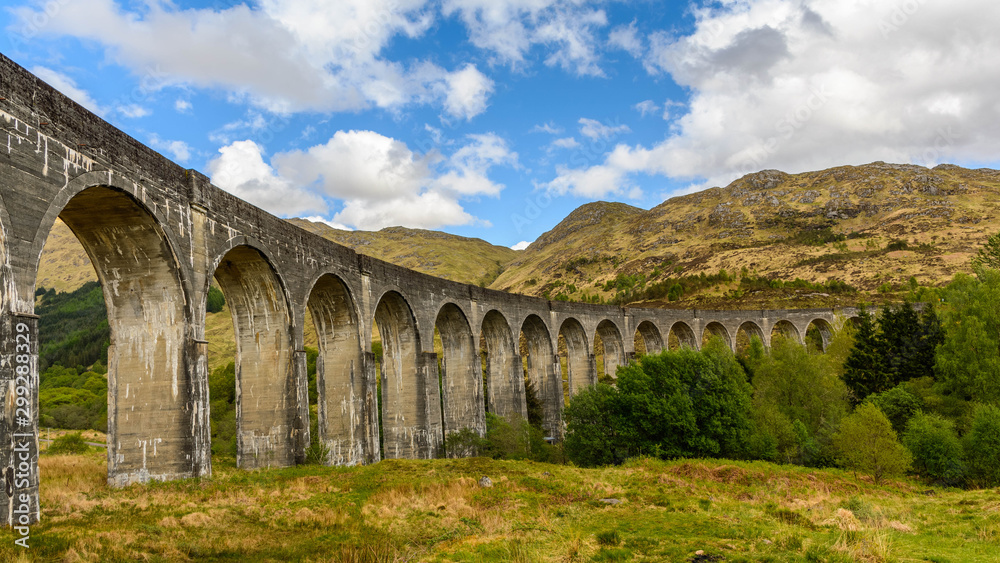 Glenfinnan Railway Viaduct, part of the West Highland Line, Glenfinnan, Loch Shiel, Highlands, Scotland, United Kingdom, Europe