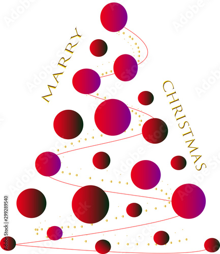 Christmas tree with gold text  and sputtering.