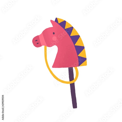 Horse on stick flat vector illustration