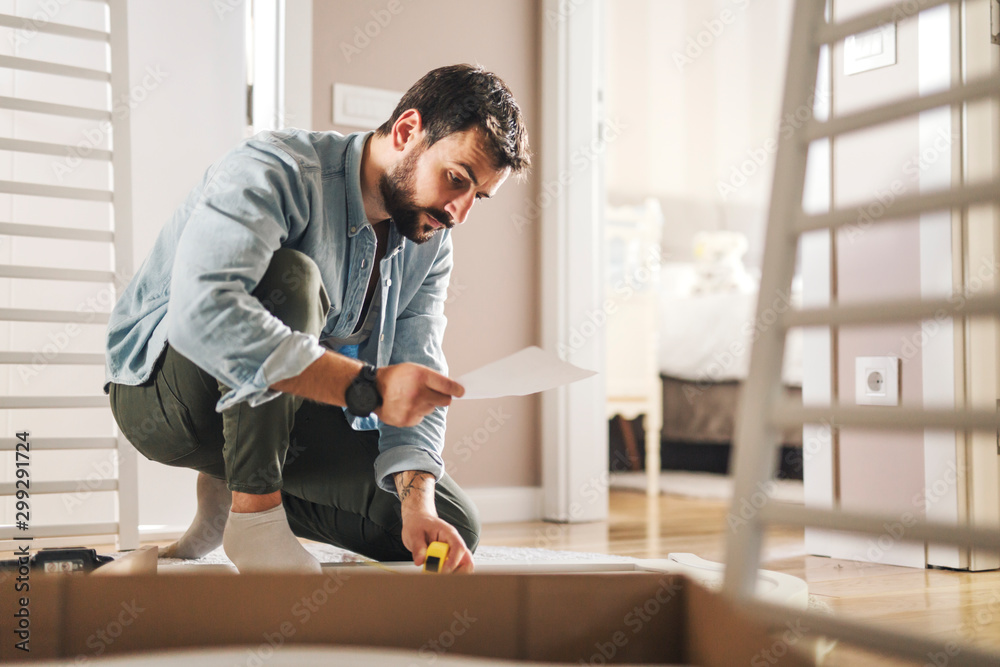 Assembling a wooden crib for baby Assembling a wooden crib for baby