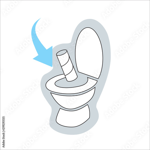 Aqua tube toilet pack symbol biodegradable paper dissolve
