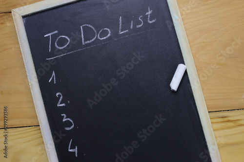 Chalk board with to do list text