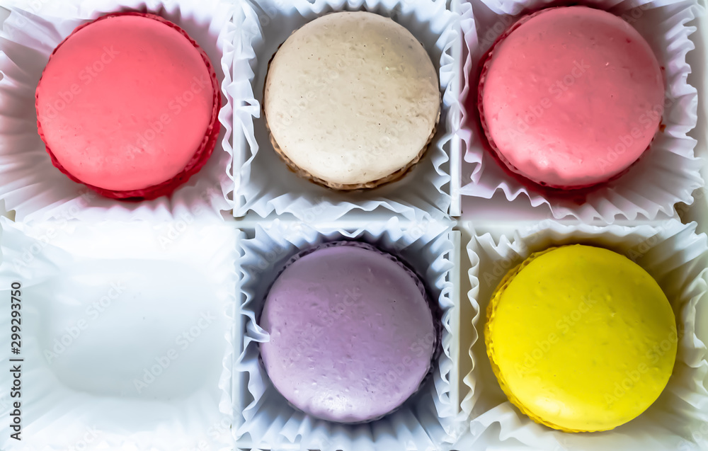 Box With Macarons Cookies Isolated On White Background. Box With Macarons Cookies Isolated On White Background.