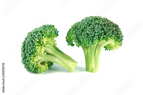 broccoli isolated on white background with clipping path and shadow.  P