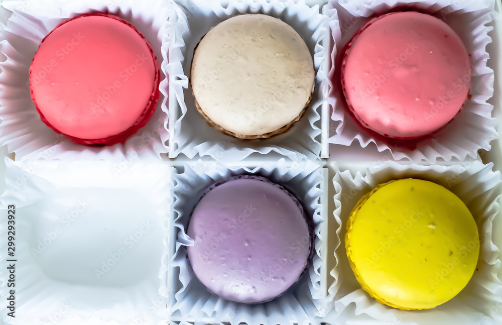 Box With Macarons Cookies Isolated On White Background. Box With Macarons Cookies Isolated On White Background.