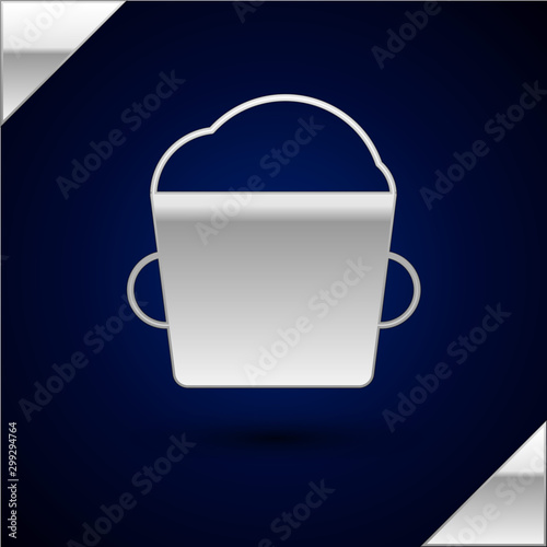 Silver Bakery bowl dough icon isolated on dark blue background. Vector Illustration