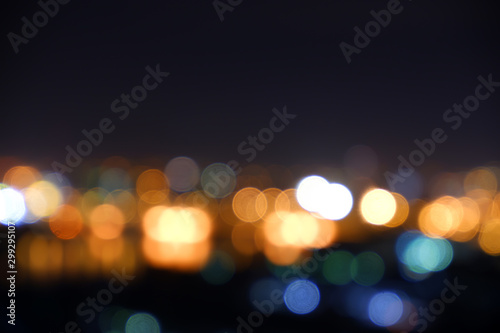 Abstract blurred circle bokeh lights backgrounds, Colorful bokeh of city night light