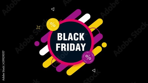 Black Friday label. Sale Promo Banner. Animation Badge. Modern frame advertising . 4K. Alpha channel. Alpha Matte