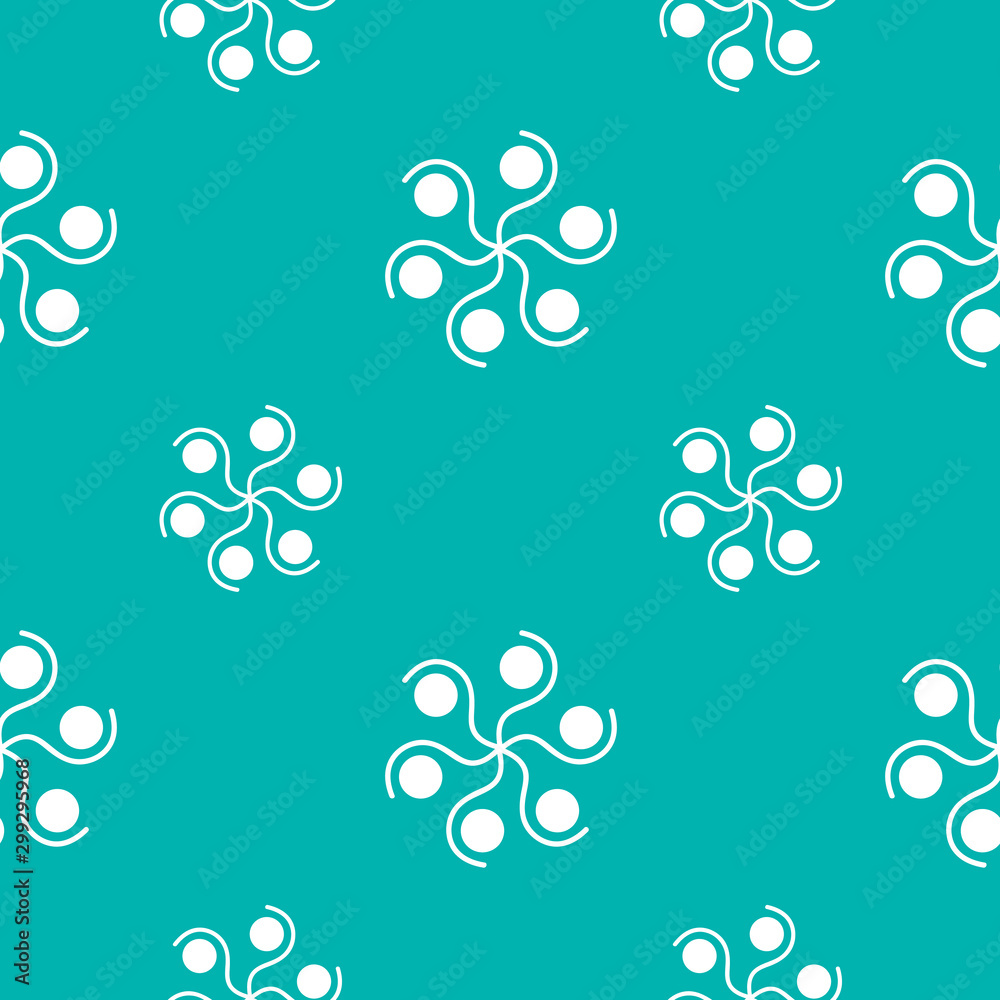 Original seamless pattern with abstract geometric composition on the sea blue background. Vector ornament for textile, clothing, cards, posters, banners, wrapping paper, packaging