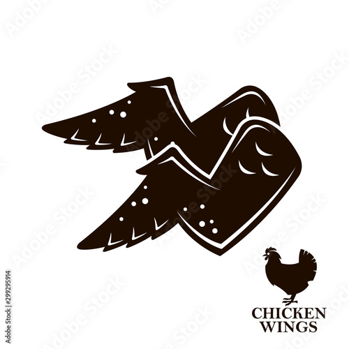 monochrome illustration of chicken wings icon isolated on white background