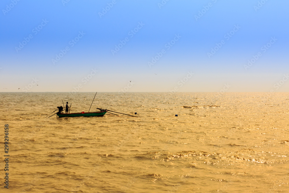 Seascape with fishing boat, Thailand