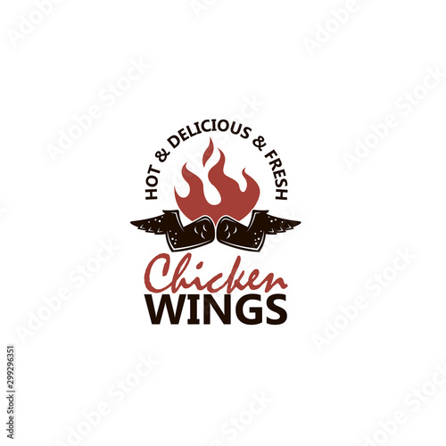 illustration of chicken wings with flame isolated on white background