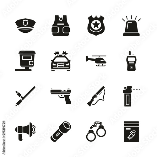 Police Highway Patrol Icons Black & White Set