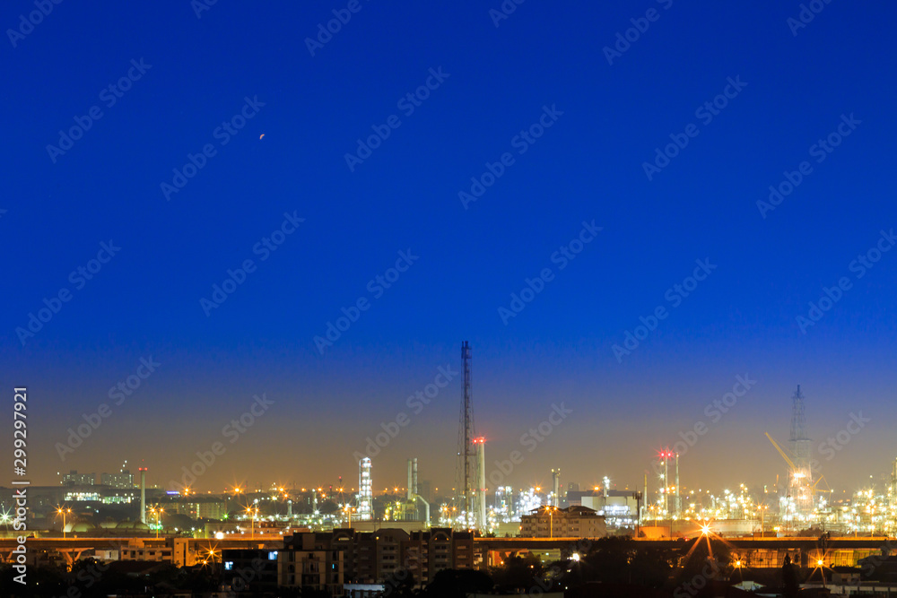 beautiful petrochemical oil refinery plant at night